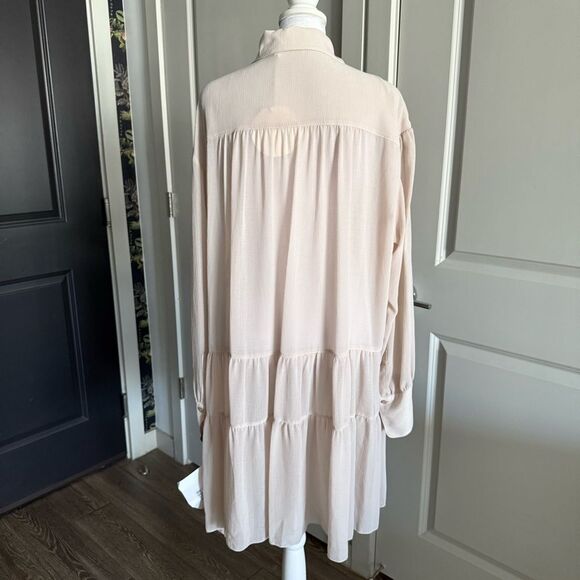 NWT See by Chloe Crinkled Georgette Bow Collared Shirt Dress Size FR 38 US M - Picture 3 of 9